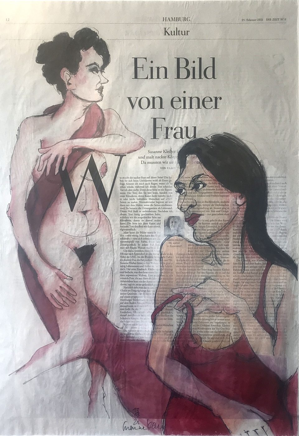 Ein Bild von einer Frau (1) – Figürliche Illustration zum Thema Corona auf ganzer Zeitungsseite