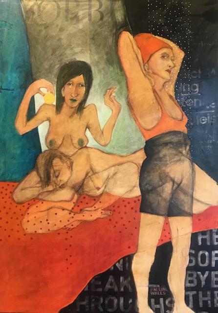 Vorbei – Acryl, Collage auf Leinwand, 100 x 70 cm