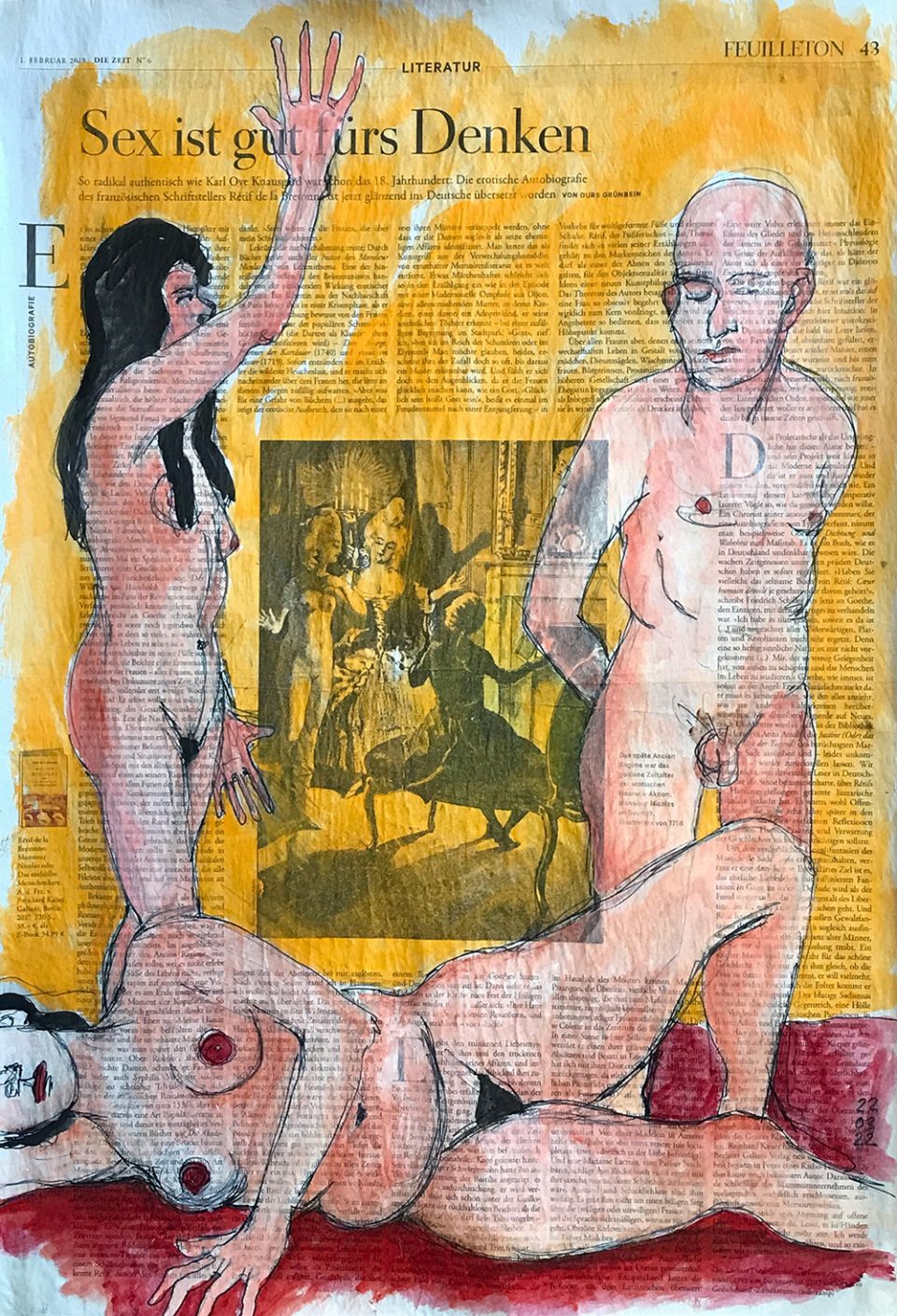 Sex Ist gut fürs Denken – Illustration auf ganzer Zeitungsseite 56 x 40 cm