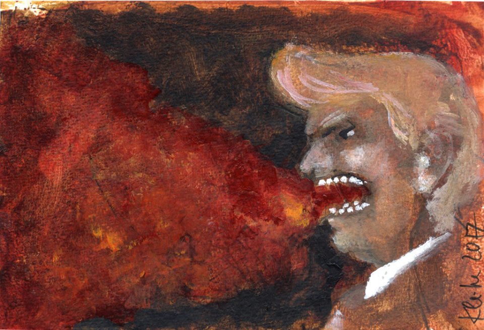 Trump – Mail-Art-Wettbewerb, Postkartenformat, Titel Heiße Luft