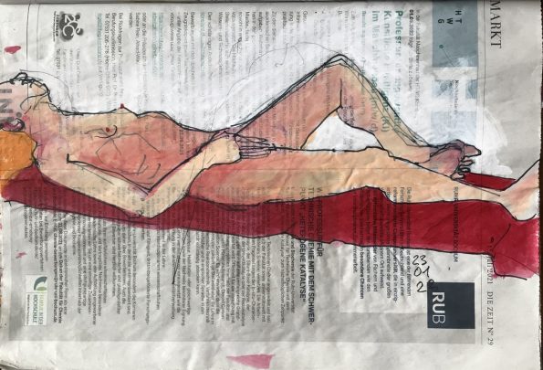 Katalyse – 20 x 28 cm – Männlicher Akt auf Zeitung