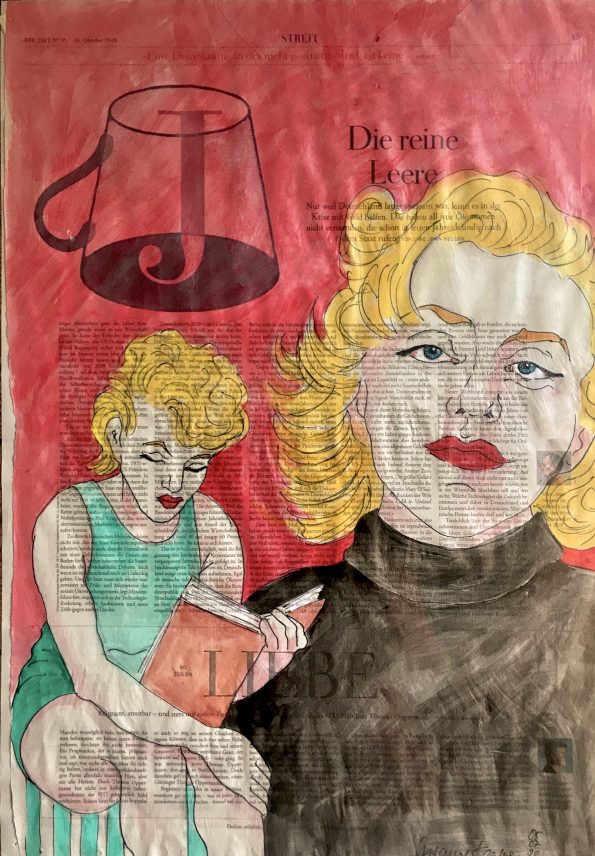 Die reine Leere – zweimal Marilyn, auf ganzer Zeitungsseite 56 x 40 cm mit Überschrift "Die reine Leere"