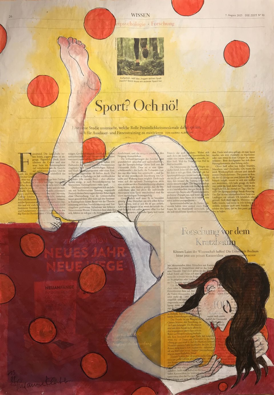 sport? Och nö! – figürliche Illustration auf ganzer Zeitungsseite