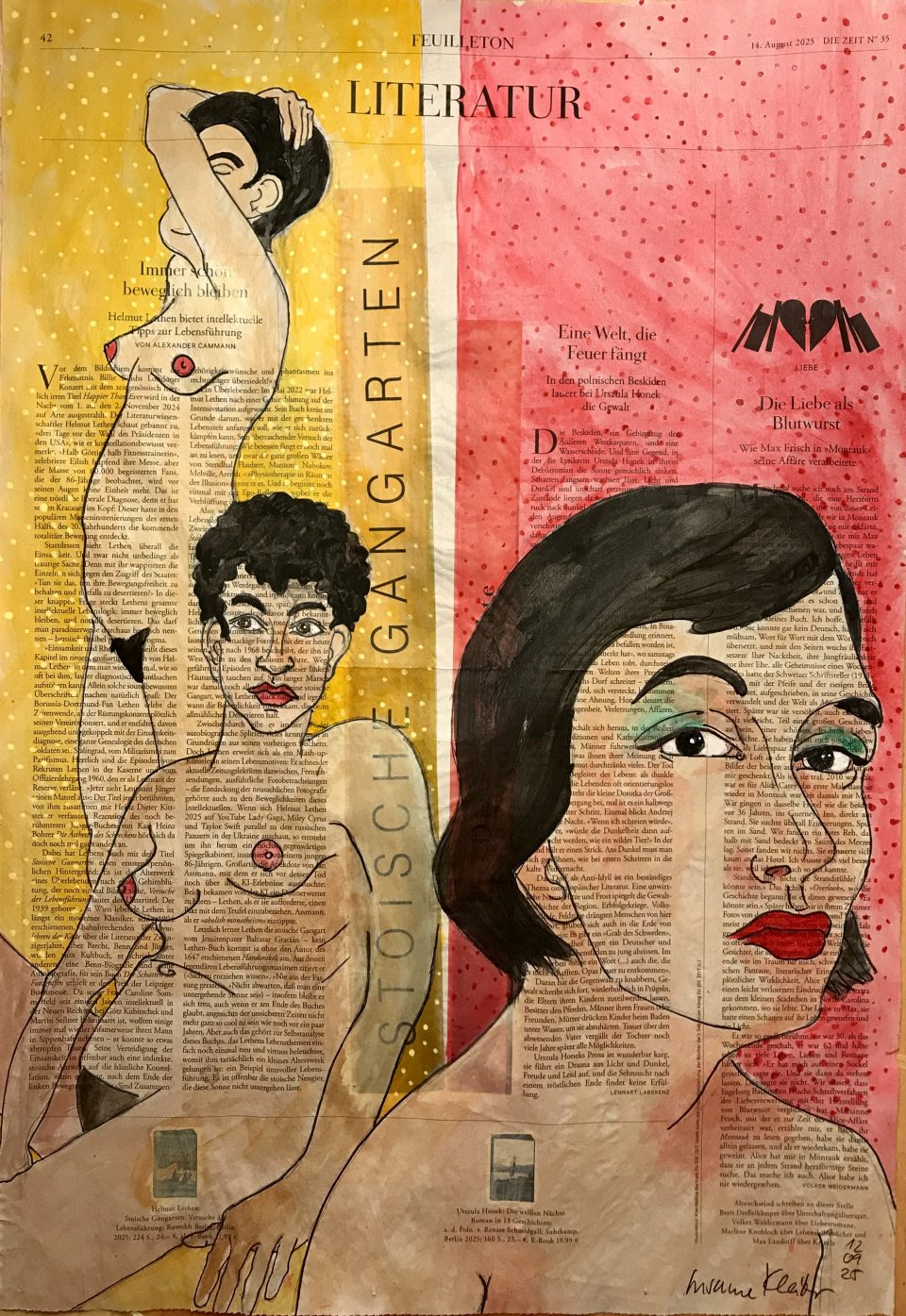 Gangarten – figürliche Illustration auf ganzer Zeitungsseite