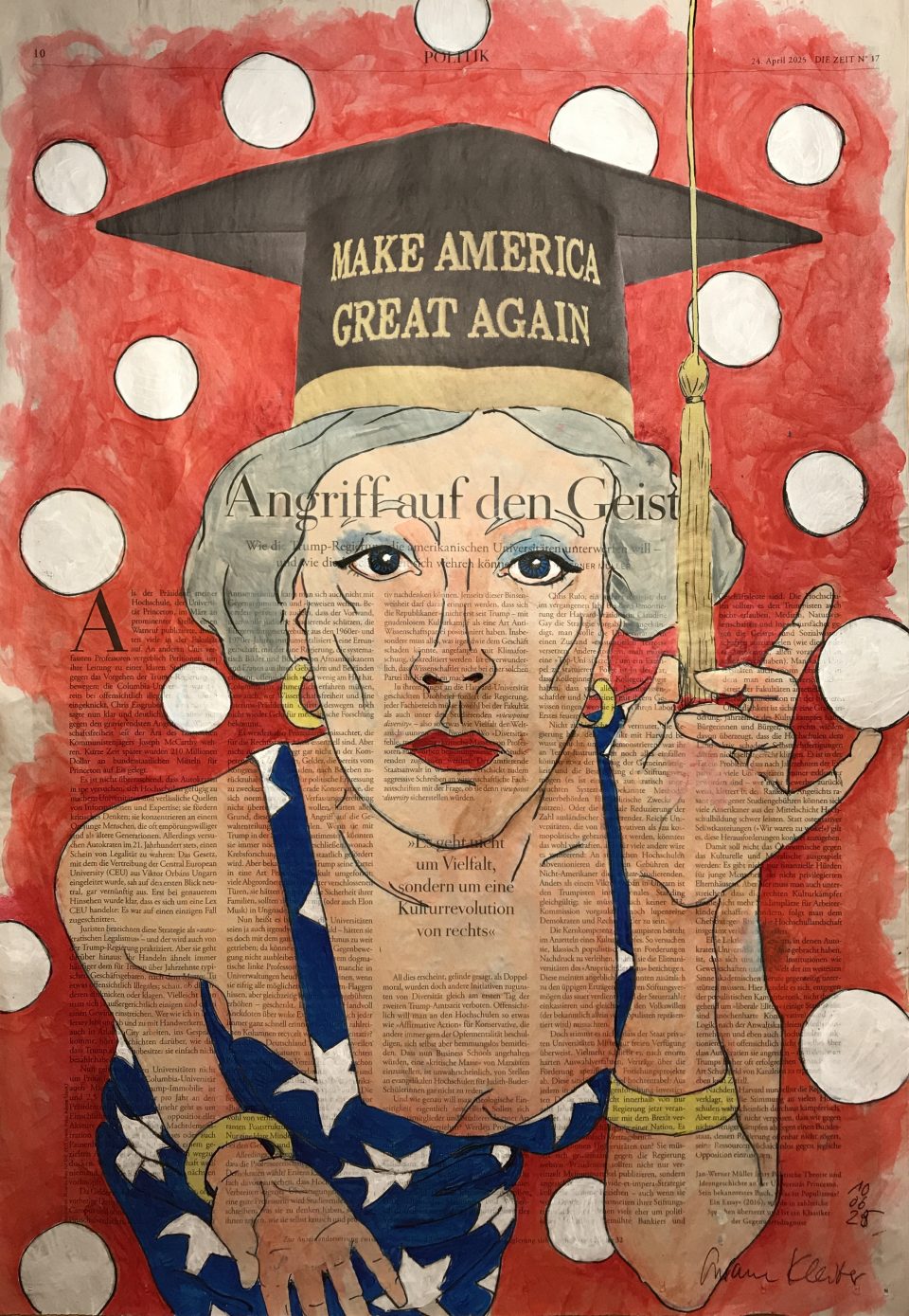 Angriff auf den Geist – figürliche Illustration auf ganzer Zeitungsseite