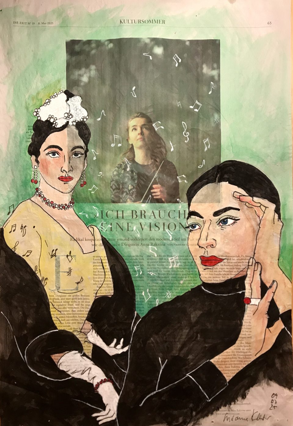 Ich brauche eine Vision – figürliche Illustration auf ganzer Zeitungsseite