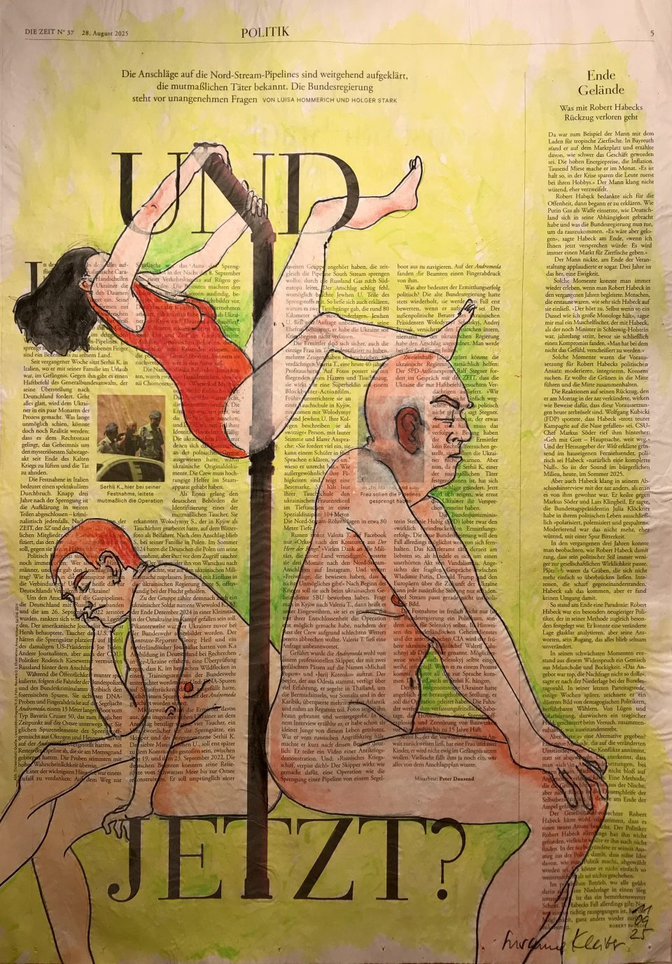 Und jetzt? – figürliche Illustration auf ganzer Zeitungsseite