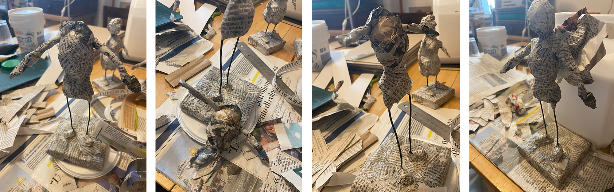 Figuren aus Papiermaché in der Produktion