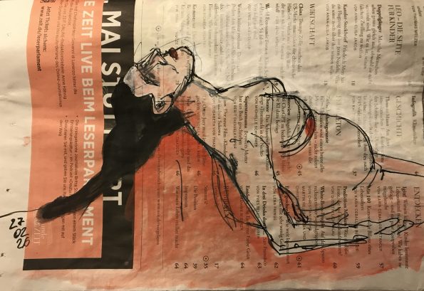 Liegender weiblicher Akt auf Zeitung
