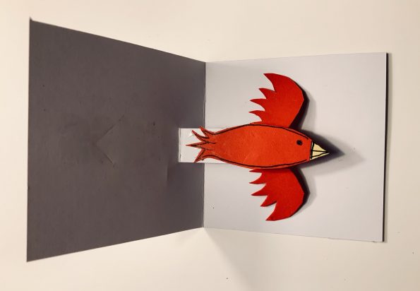 Vogel-Pop-Up-Karte mit beweglichen Flügeln