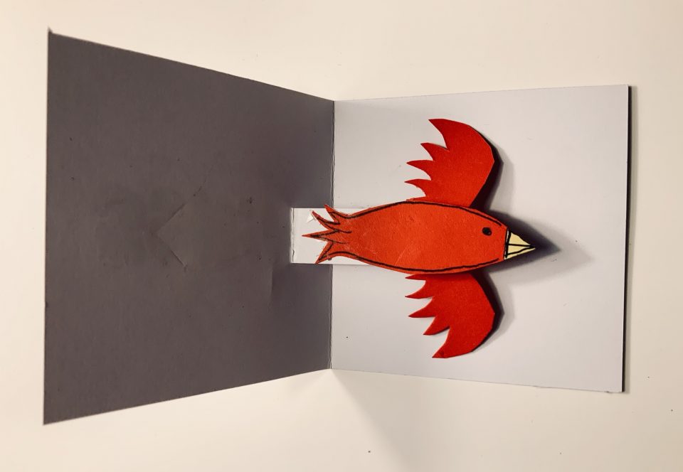 Vogel-Pop-Up-Karte mit beweglichen Flügeln