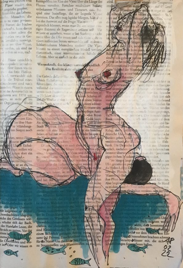 Zweimal weiblicher Akt auf Zeitung